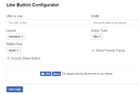 Facebook button layout 