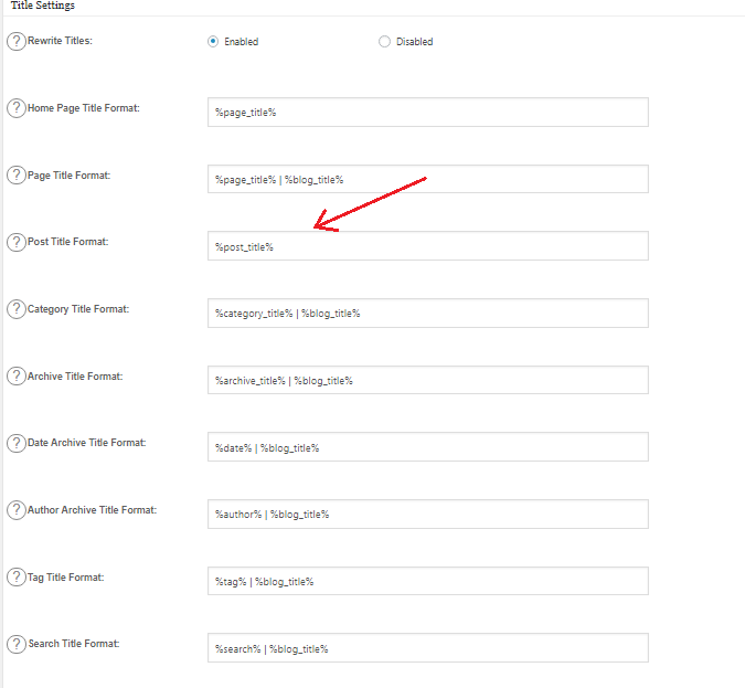 All in One SEO Pack Title Settings