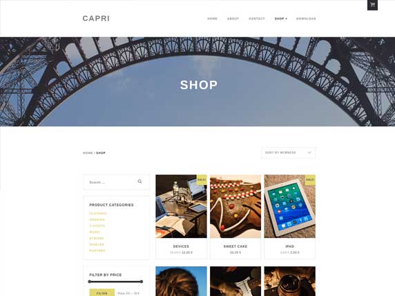 Capri Lite is a clean, elegant WooCommerce WordPress theme