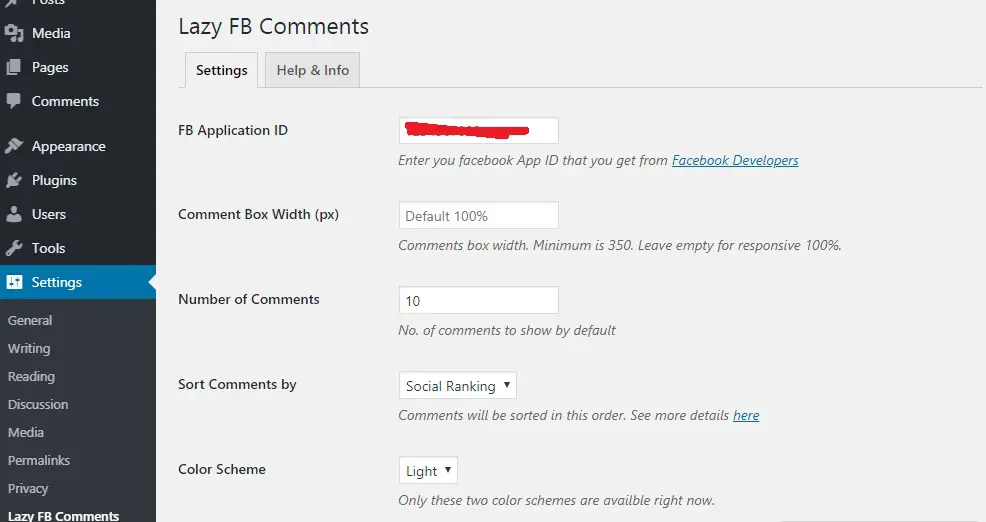Lazy-FB-Comments-Settings-Page