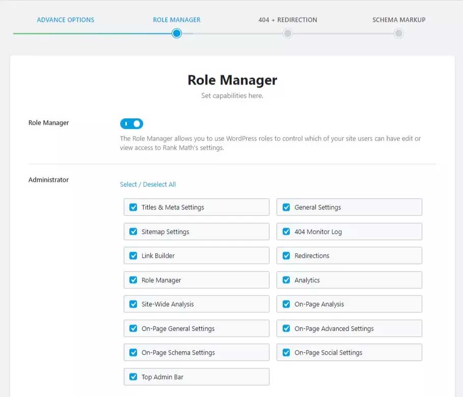 Role Manager in Advanced Options