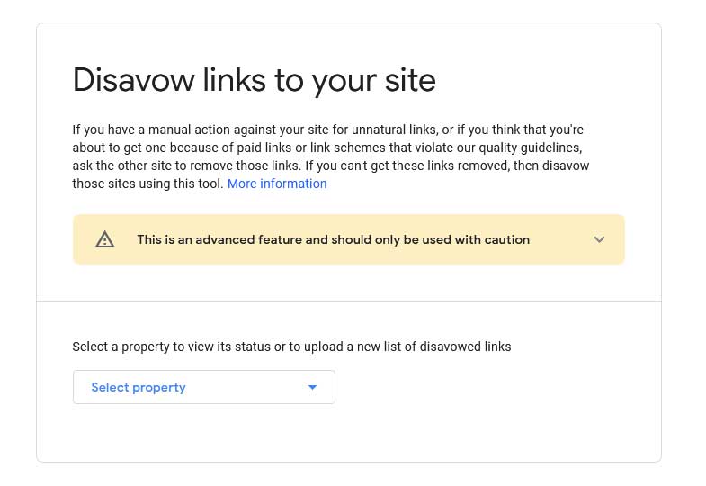Google Disavow Links tool