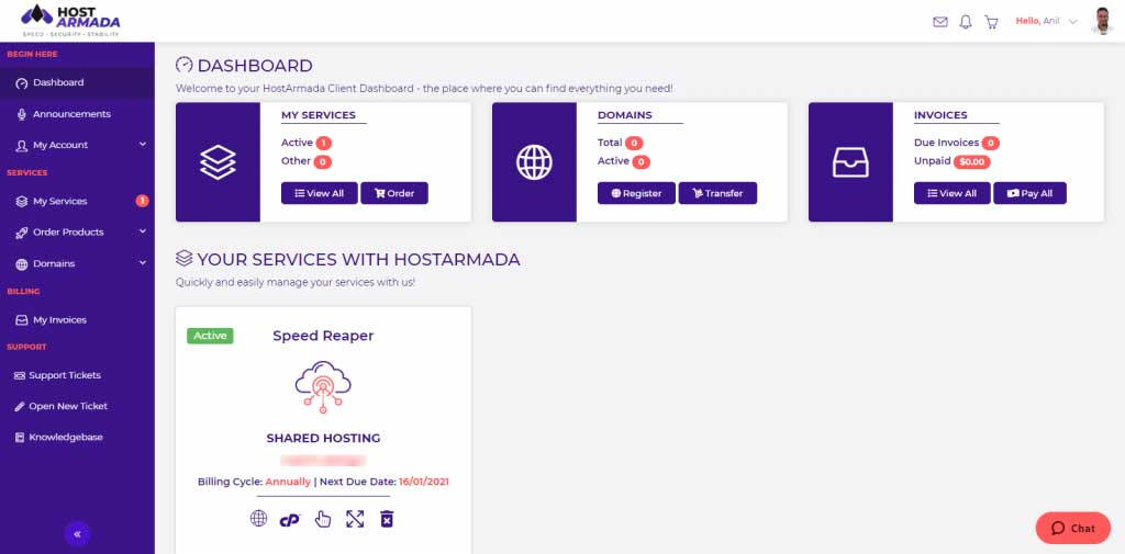 HostArmada User Interface