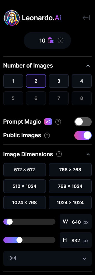 Leonardo AI Image Generation Options