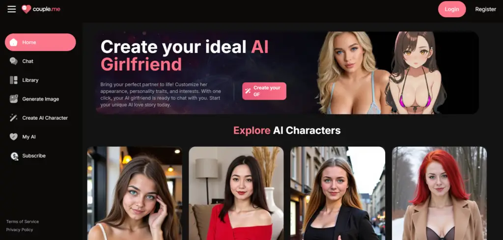 Couple Me (Create AI Girlfriend Easily) - image credit official website couple me