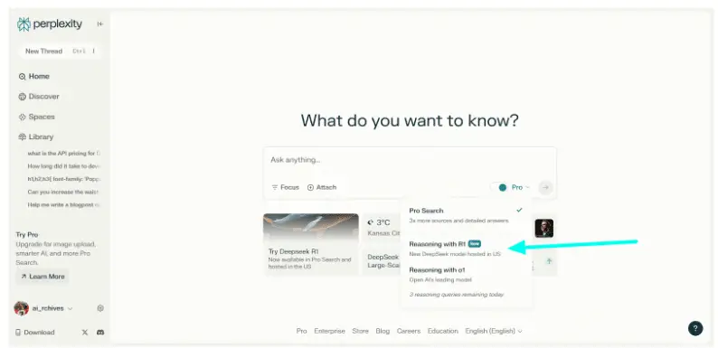 Using DeepSeek R1 Through Perplexity