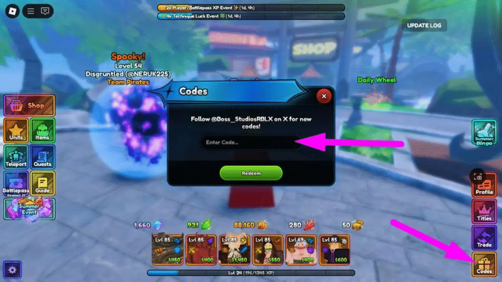 How to Redeem Codes in Anime Last Stand