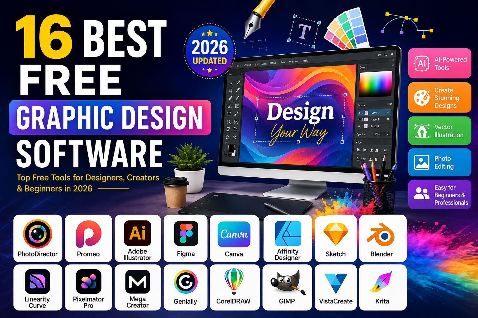 Best Free Graphic Design Software in 2026 - Aitechtonic