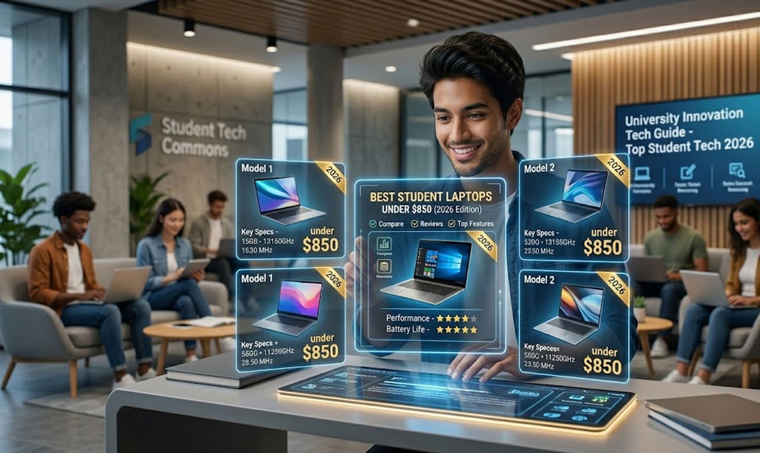 Student Using Hp Device Best Laptops Under $850 for Students in 2026 - Aitechtonic